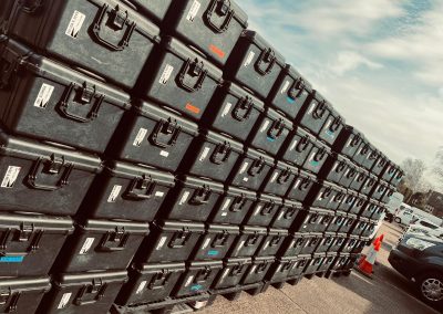 Packing cases camera corps ready for broadcast in USA